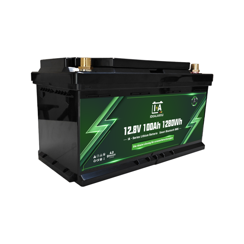 Idealakku IA SERIE Lithium Batterie LiFePO4 12V 100Ah Smart BMS mit Bluetooth Wohnmobil Untersitzbatterie