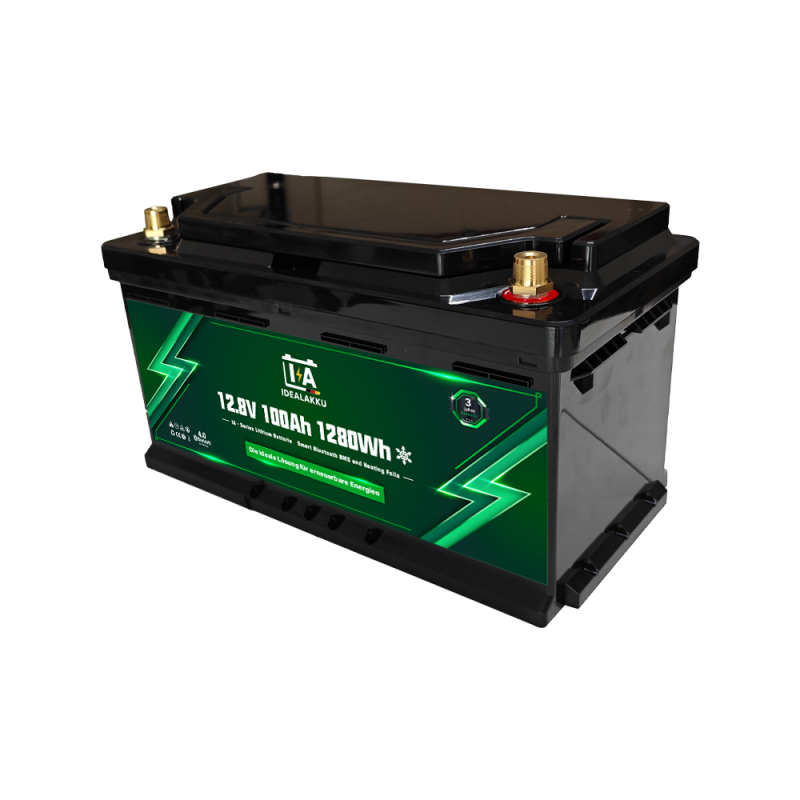 Idealakku IA SERIE Lithium Batterie LiFePO4 12V 100Ah Smart BMS mit Bluetooth Wohnmobil Untersitzbatterie mit Heizung