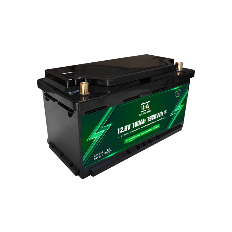 Idealakku IA SERIE Lithium Batterie LiFePO4 12V 150Ah Smart BMS mit Bluetooth Wohnmobil Untersitzbatterie mit Heizung