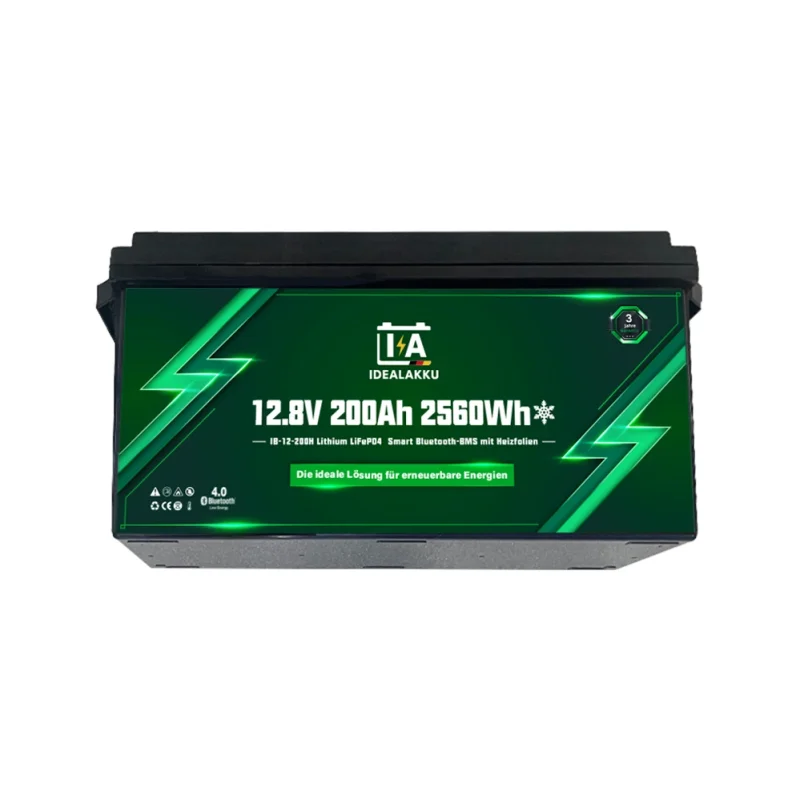 Idealakku IB-Serie LiFePO4-Batterie 12 V 200 Ah mit Smart-BMS, Bluetooth und Heizung-6