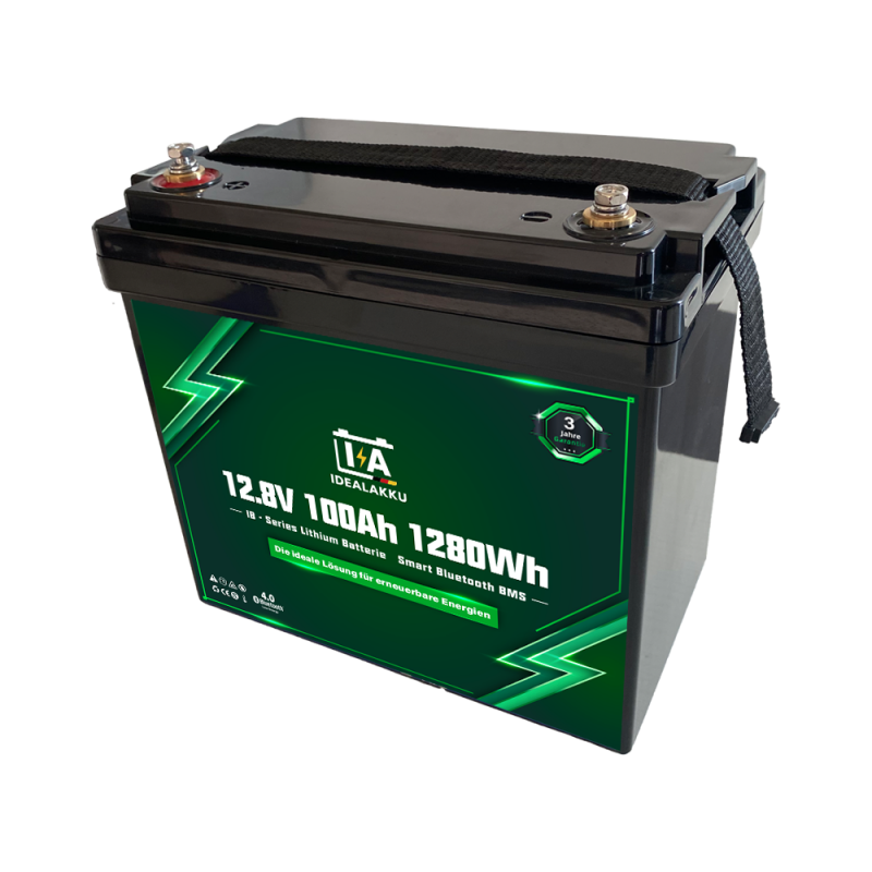 Idealakku IB SERIES Lithium Batterie LiFePO4 12V 100Ah MINI Smart BMS mit Bluetooth