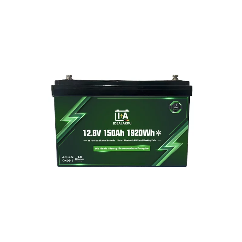 Idealakku IB SERIE Lithium Batterie LiFePO4 12V 150Ah Smart BMS mit Bluetooth mit Heizung