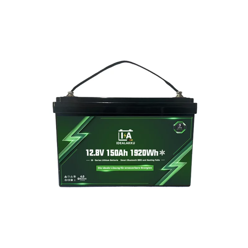Idealakku IB SERIE Lithium Batterie LiFePO4 12V 150Ah Smart BMS mit Bluetooth mit Heizung